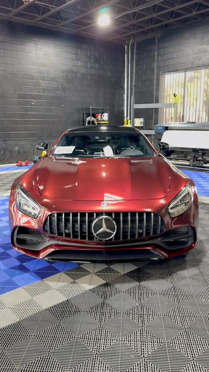Mercedes-AMG GT S — Red / black iridescent wrap — The Tint Kings, Santa Maria